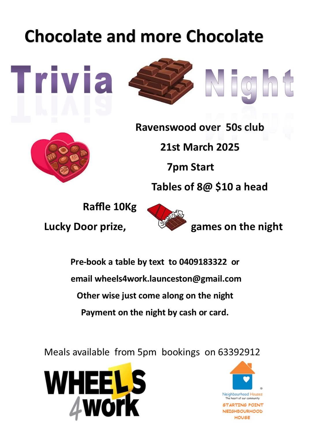 Wheels4work - This coming Friday night. Raffle 1st prize 10kg block ...