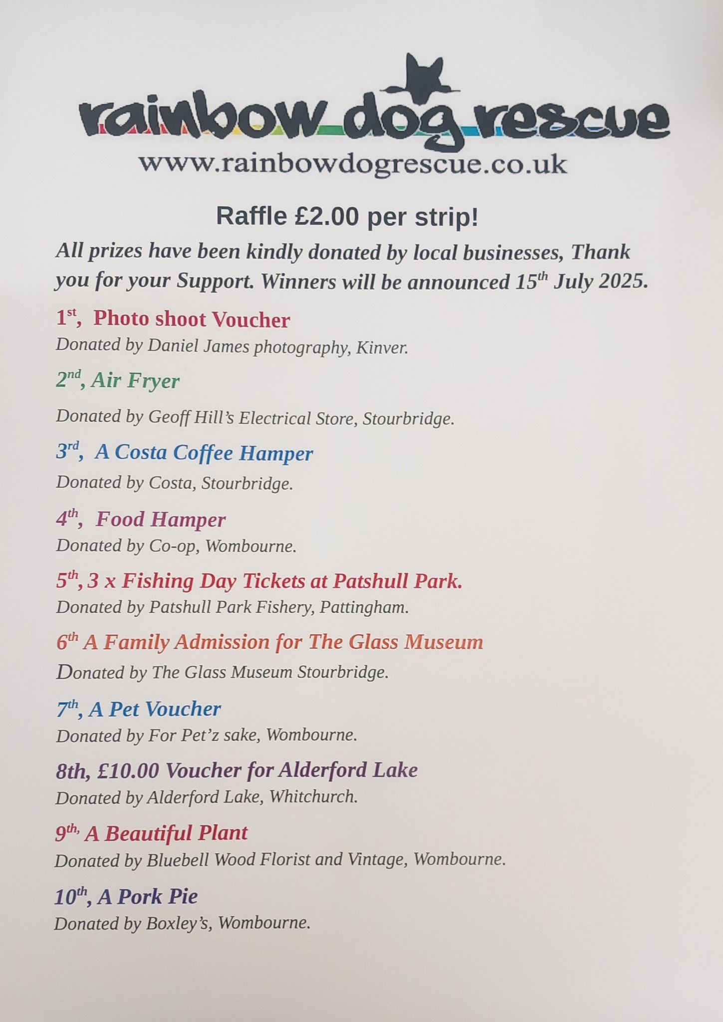 Rainbow - Our Dog Show raffle tickits are now avalible in our Charity ...