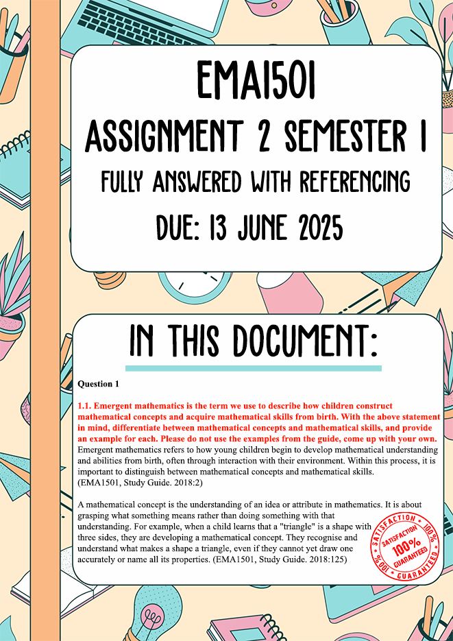 UNISA Student Support | EMA1501 Assignment 2 Semester 1 Memo | Due 13 ...