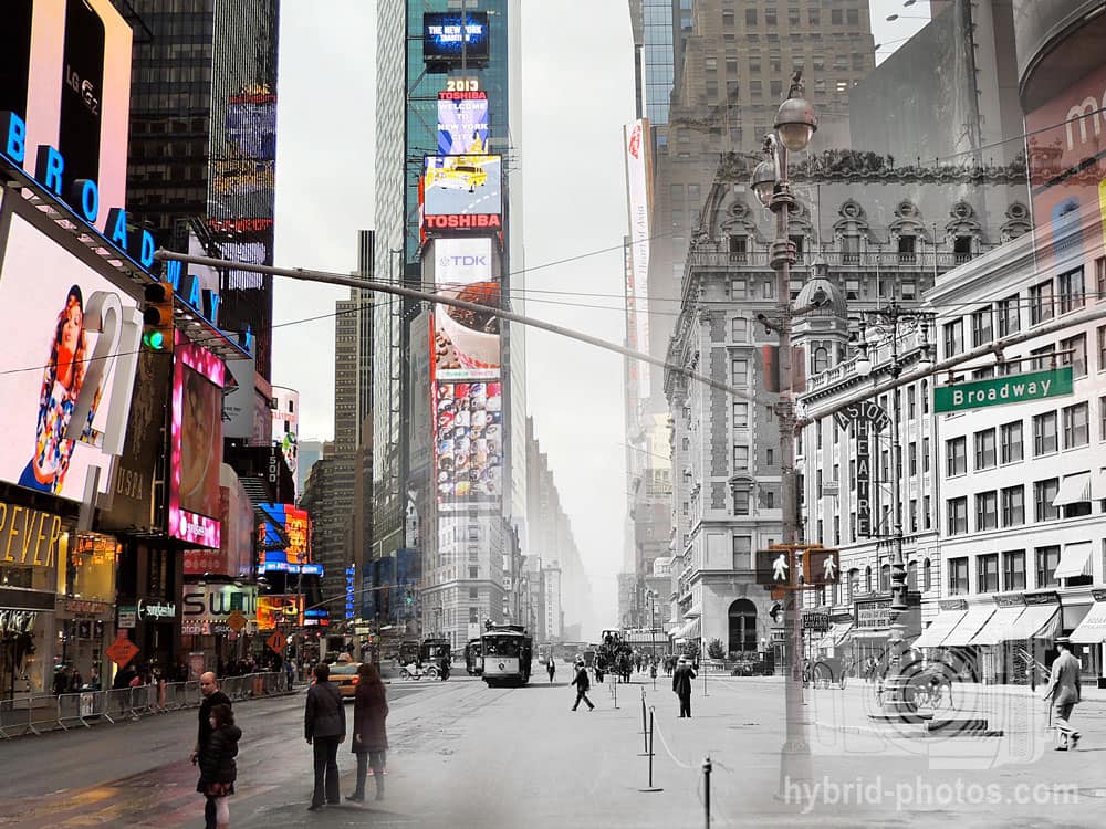廃盤】Picture Glass Times Square 90x70cm NEW YORK CITY Times Square 1904 Amazing clarity in this old