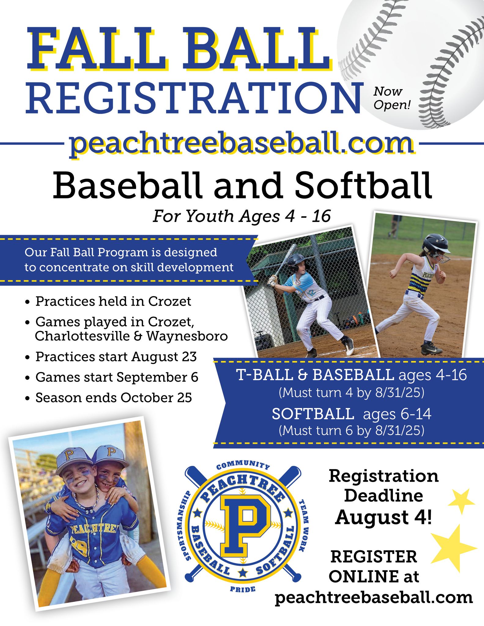 Fall Ball Registration... - Peachtree Baseball and Softball | Facebook