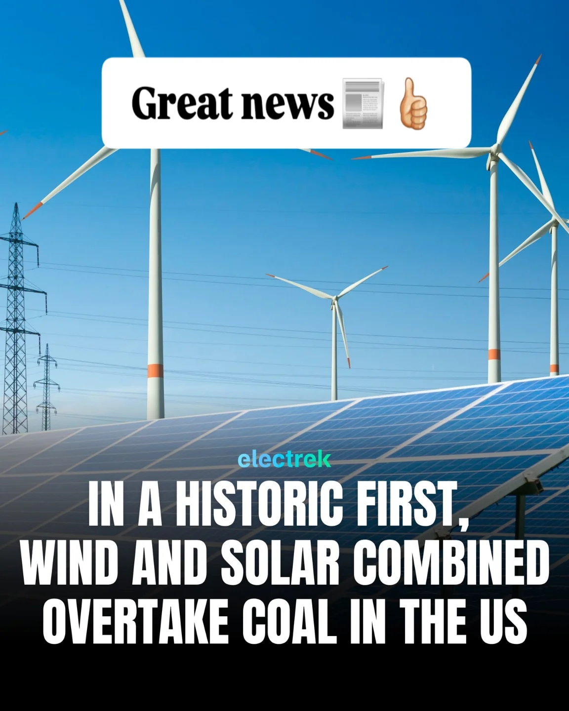 Moms - Via @electrek.co In the US in 2024, wind and solar accounted for ...