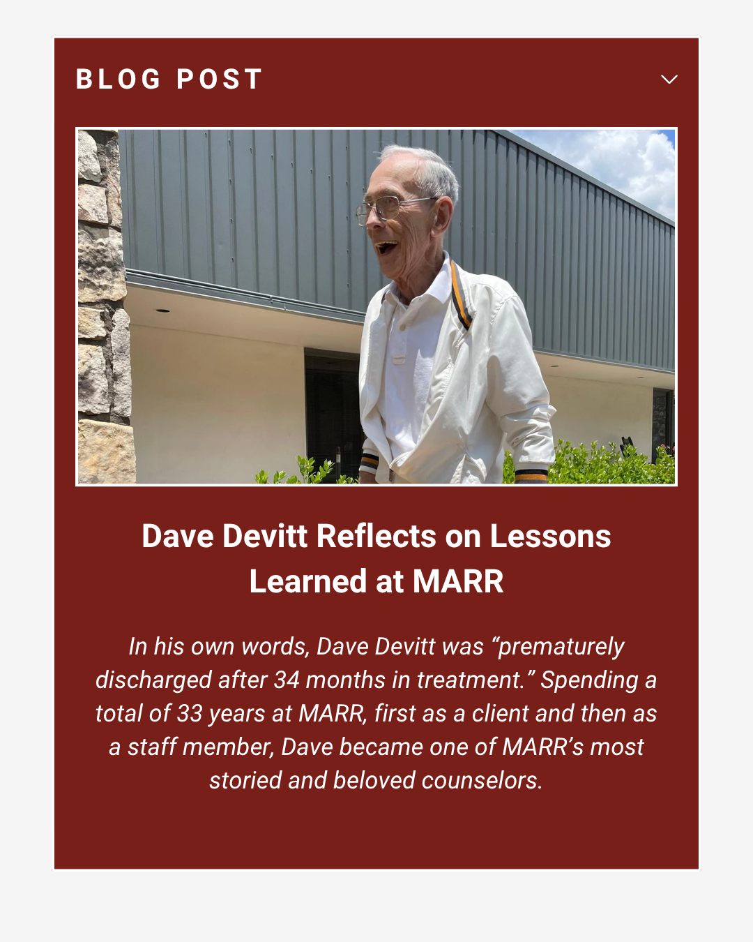 Dave Devitt opens up... - MARR Addiction Treatment Centers | Facebook