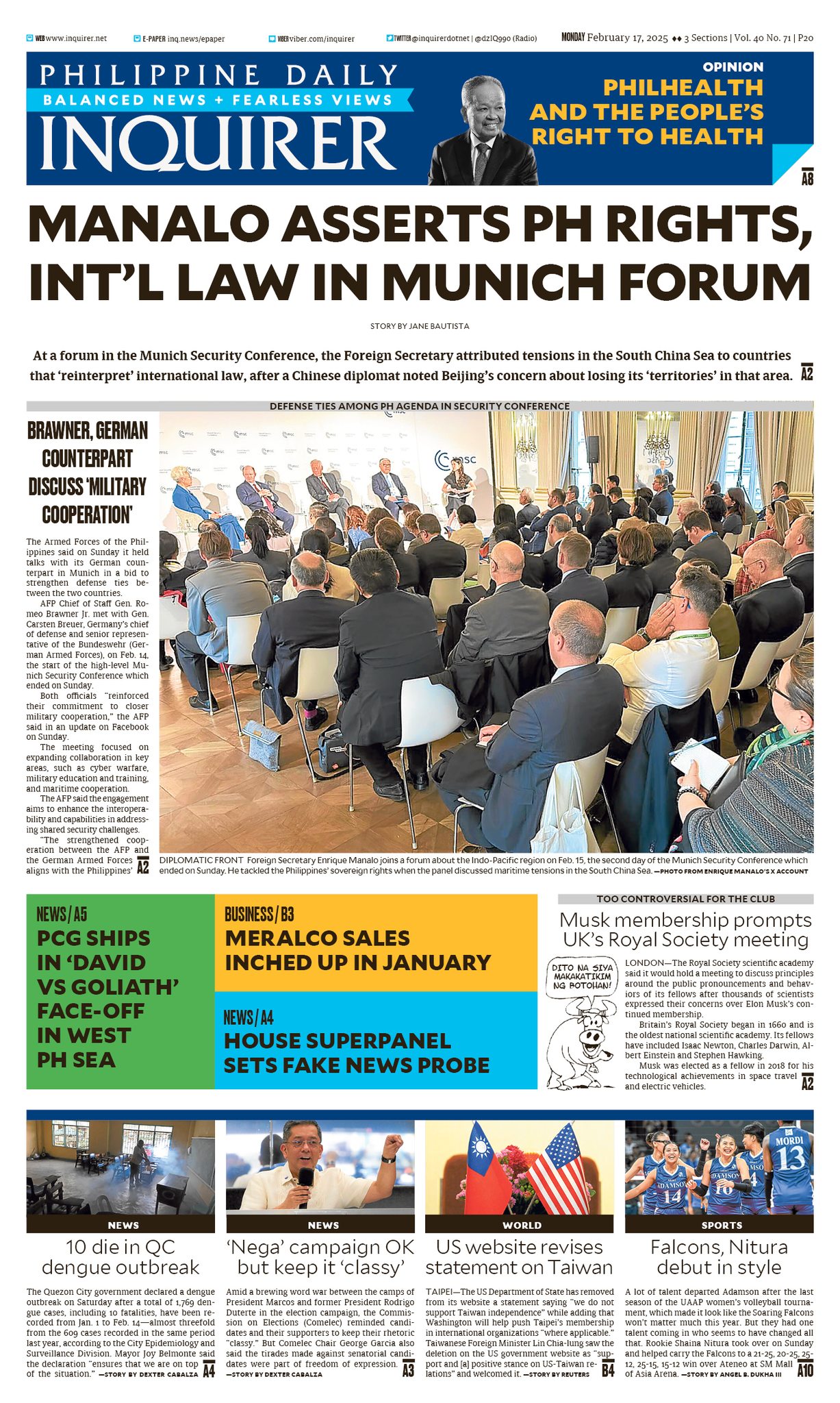 INQUIRER.net - Today's Inquirer front page (Feb. 17,...