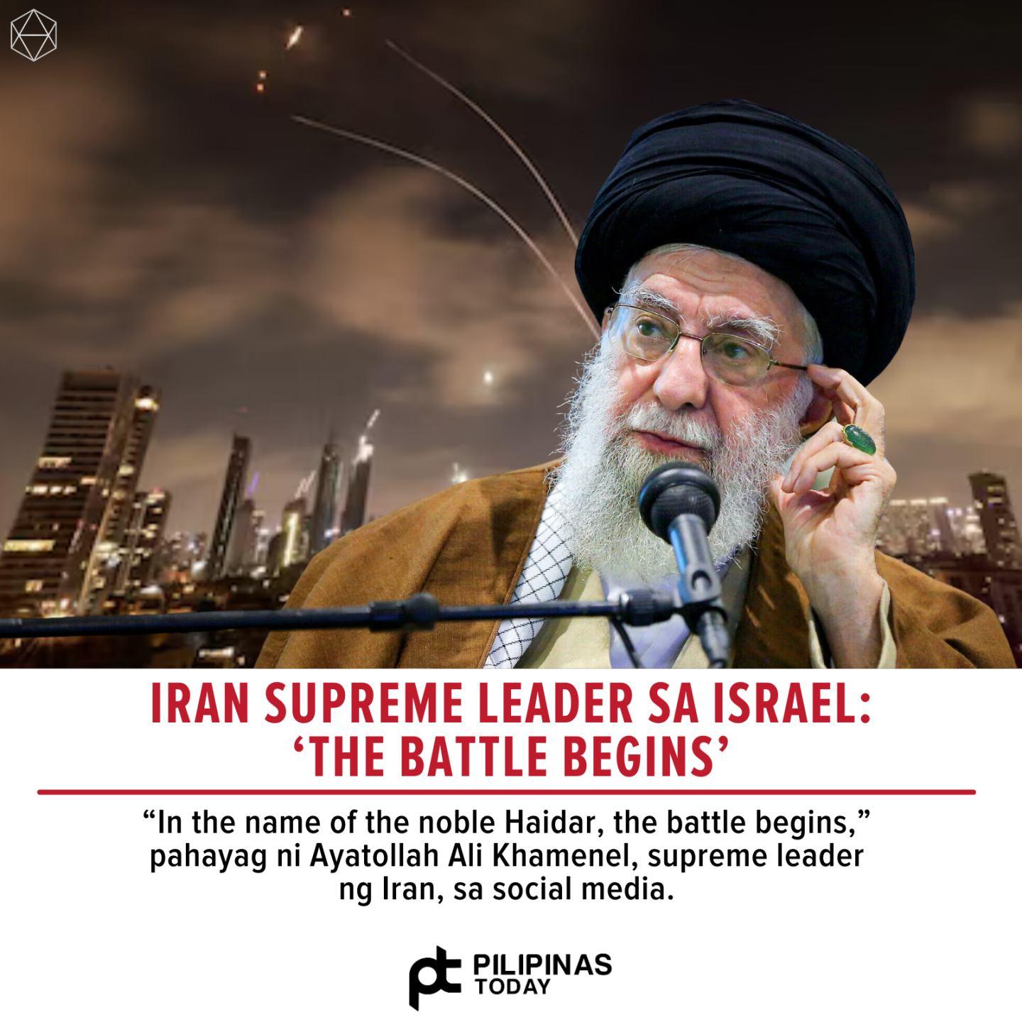 Pilipinas - Inihayag ng Supreme Leader ng Iran na si Ayatollah Ali