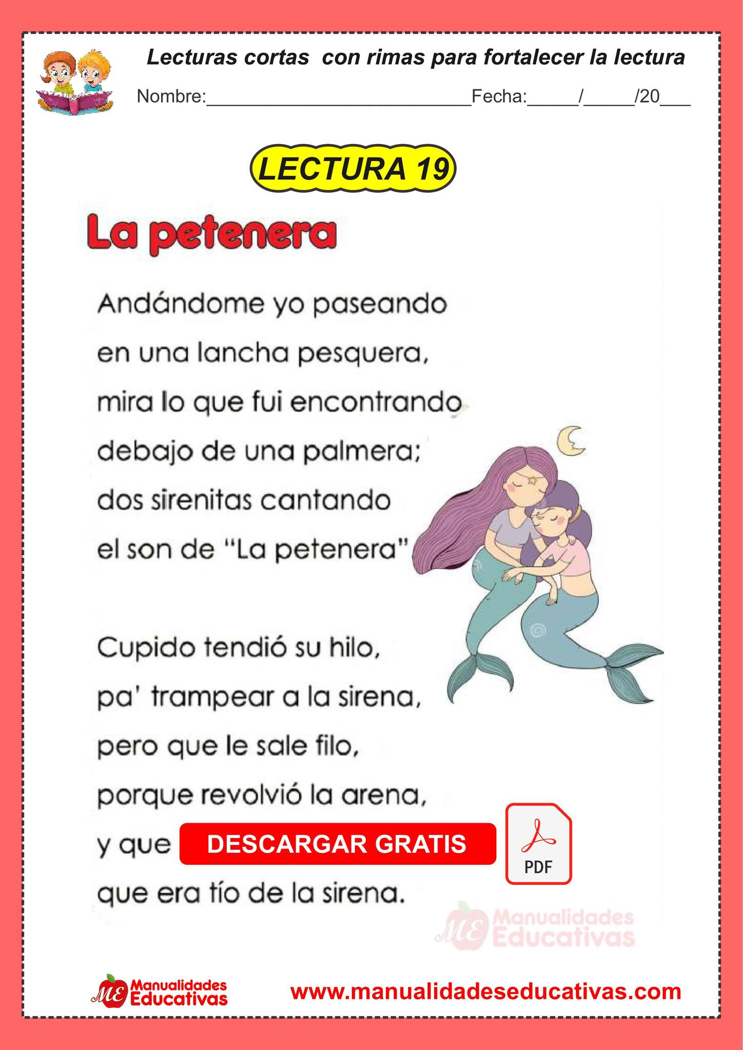 Material Educativo - 35 LECTURAS CORTAS CON RIMAS para fortalecer la ...