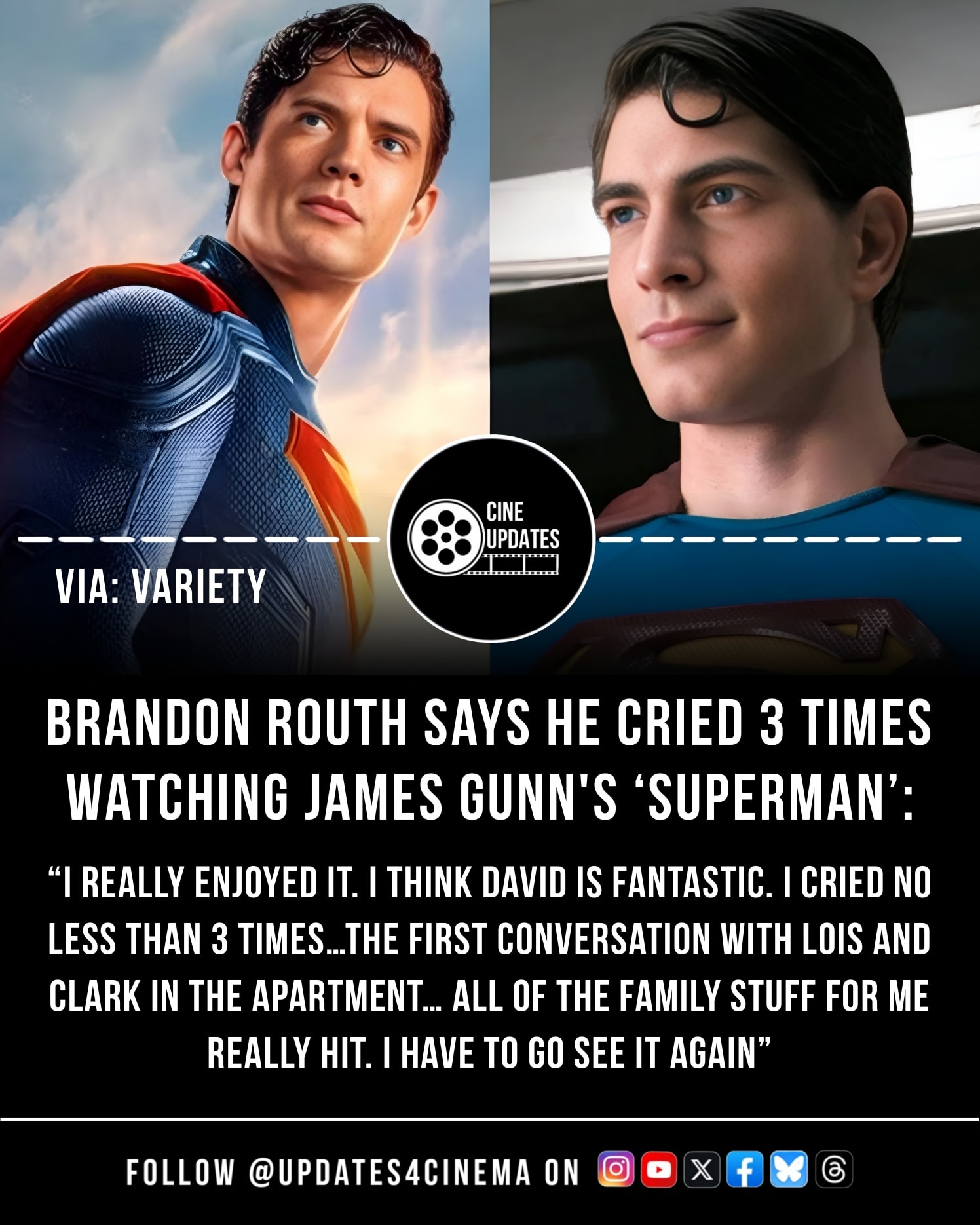 Cine Updates - Brandon Routh says he got emotional... | Facebook