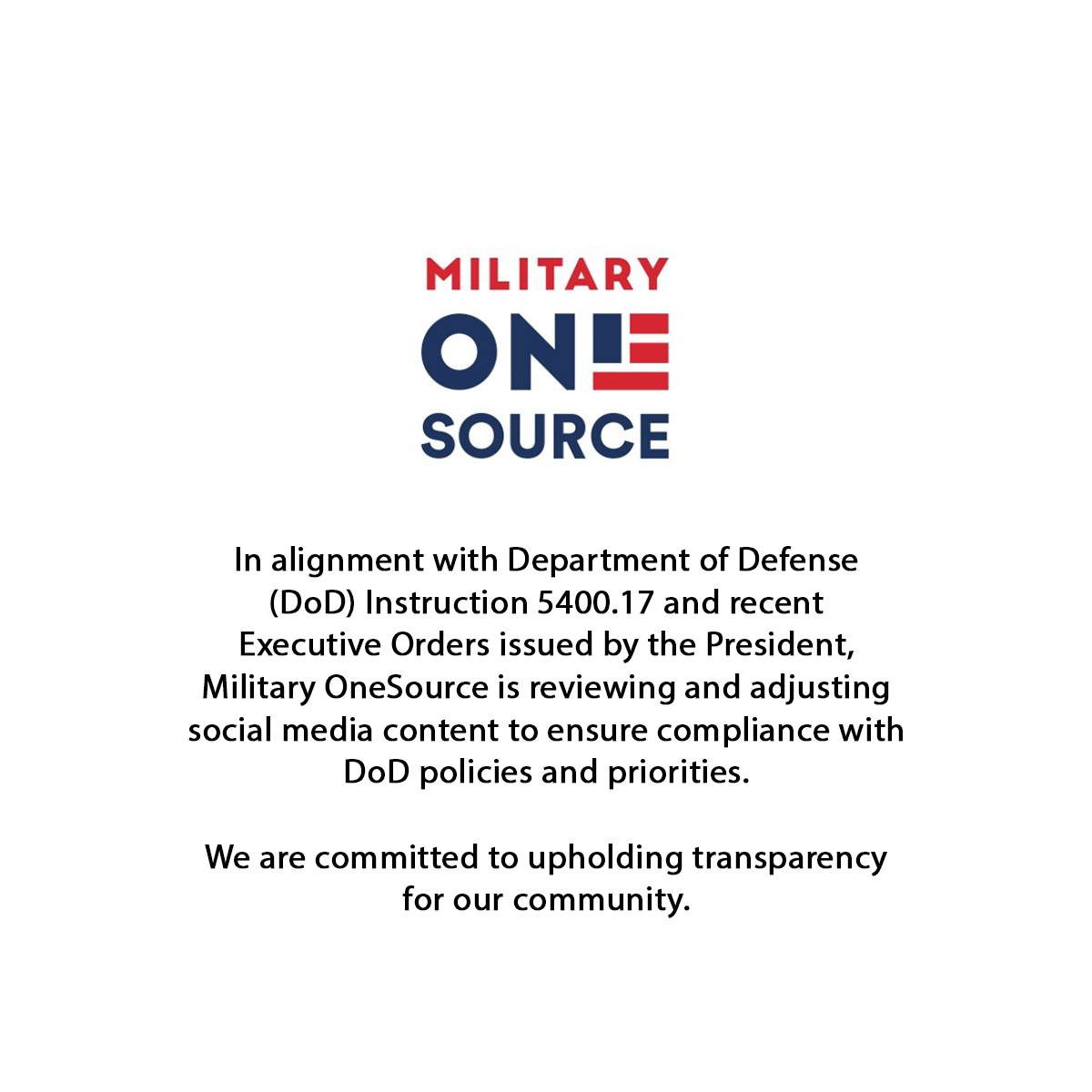 In alignment with Department of... - Military OneSource | Facebook