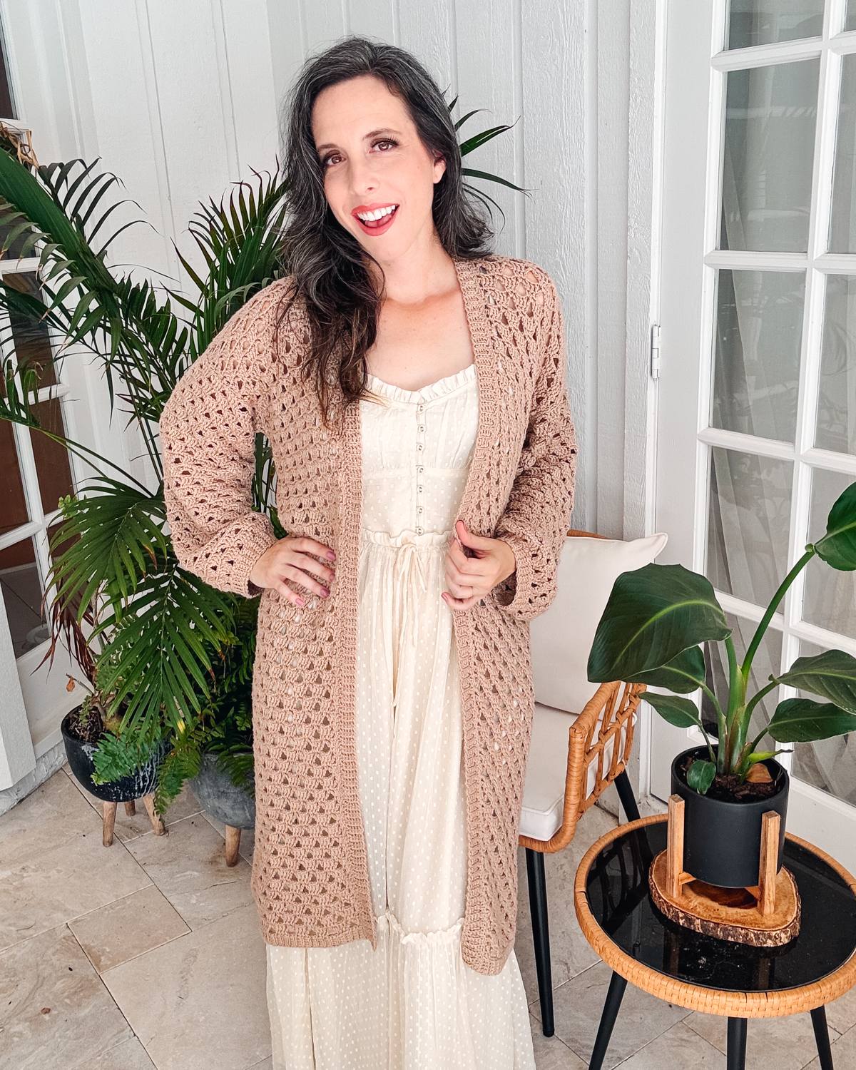 crochet cardigan dress Taupe B inspired crochet cardigan with luxury formal dress Crochet Bianca Dress XSmall Color:CADET-DDCRNKL