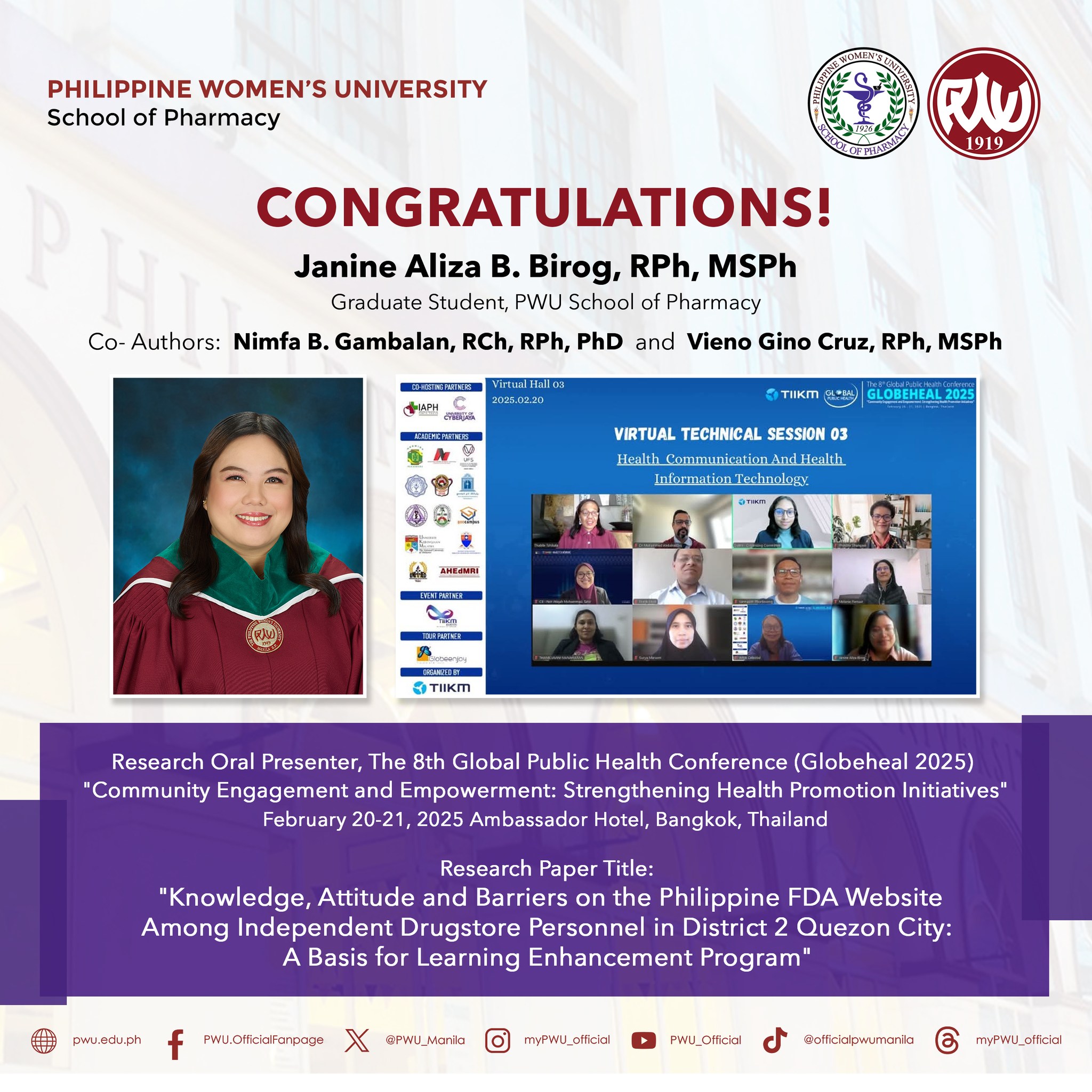 🎉Congratulations to... - Philippine Women's University - PWU | Facebook