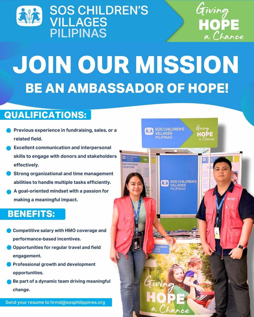 SOS - BE AN AMBASSADOR OF HOPE WITH SOS PILIPINAS! SOS Children's ...
