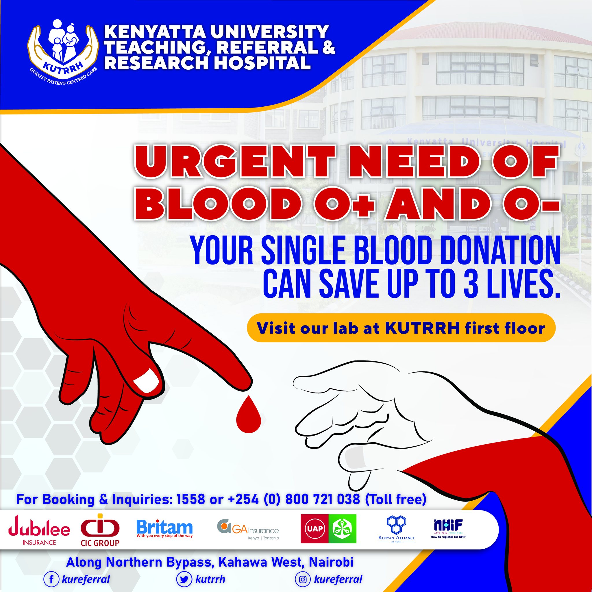URGENT!! Appeal for blood donation O+ and O- Please visit our lab at ...