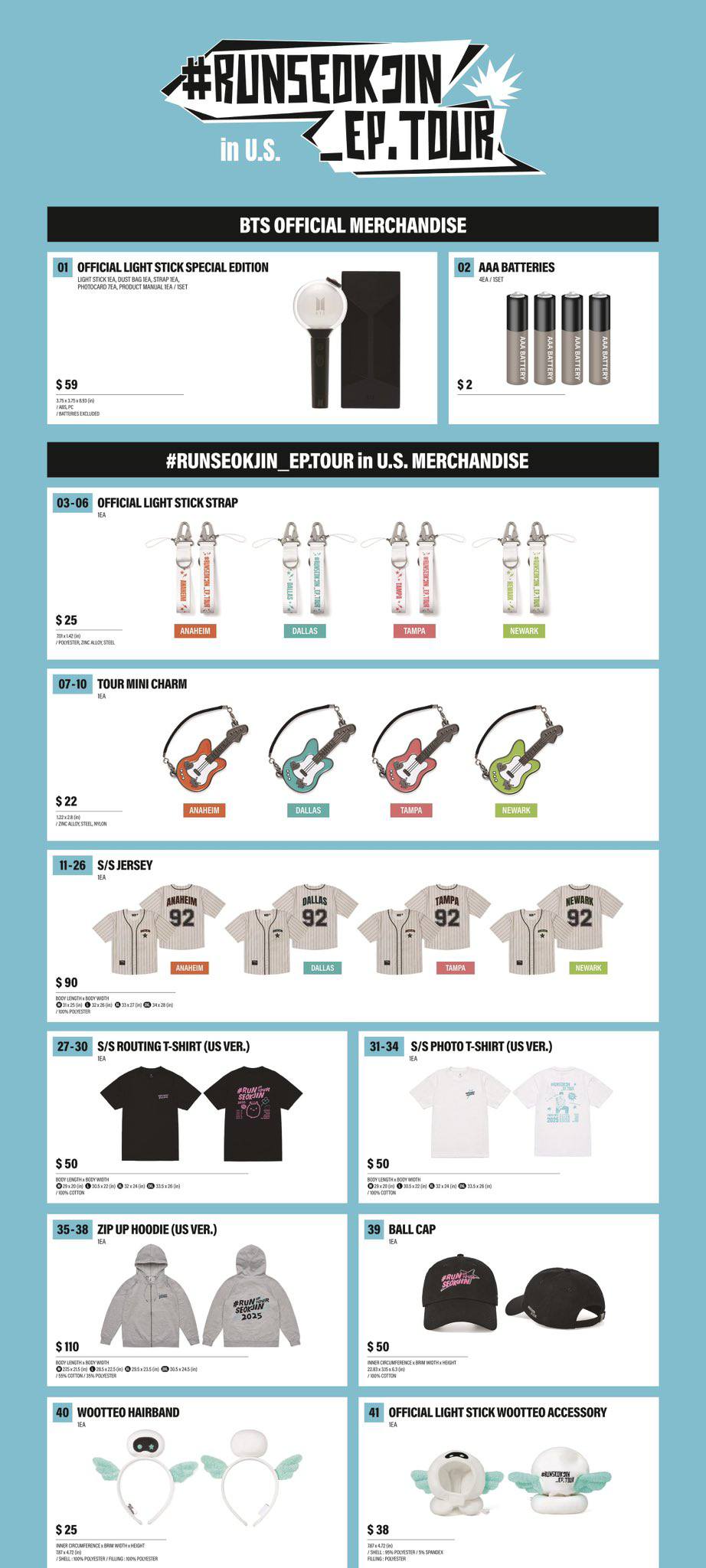 JIN - RUNSEOKJIN_EP.TOUR in US Official Merch List is out! 912daze
