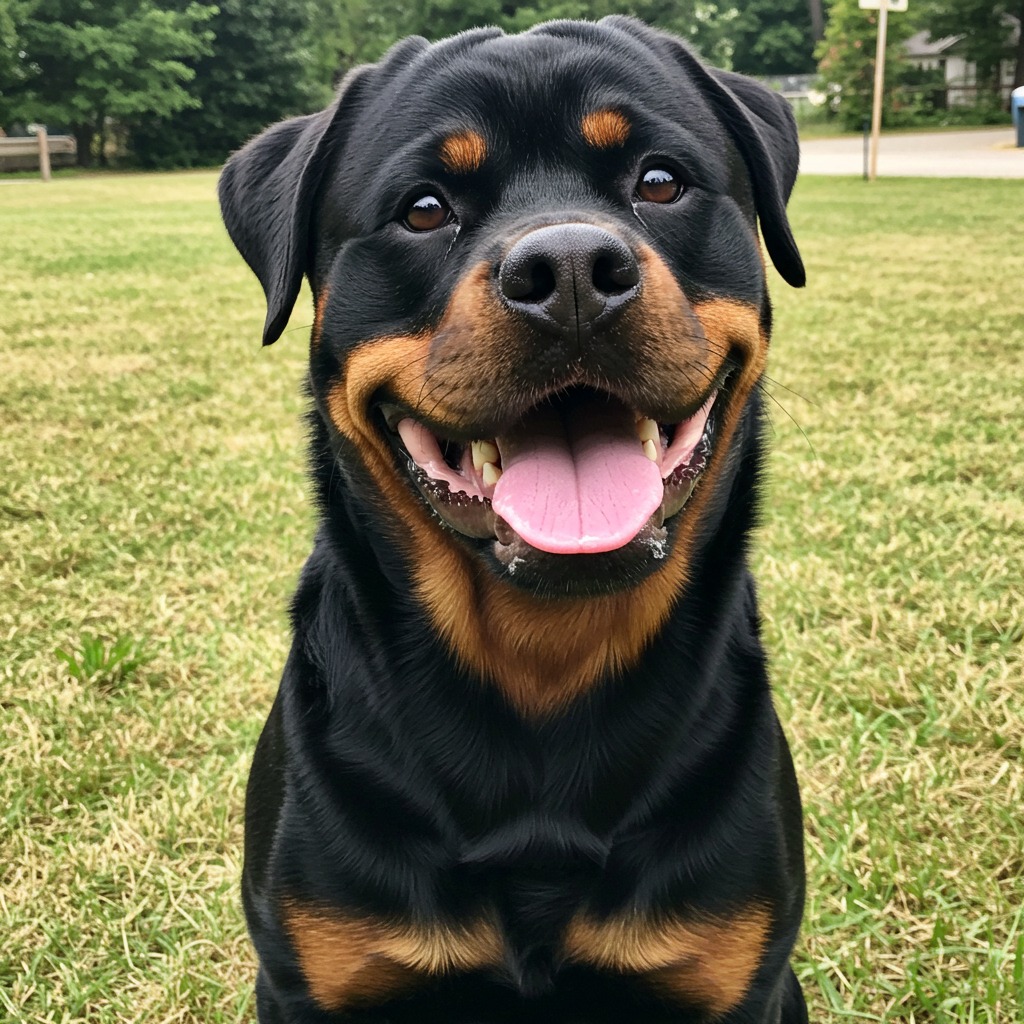 Rottweiler - That big, adorable smile just made my day! 🐶💖 Who else ...