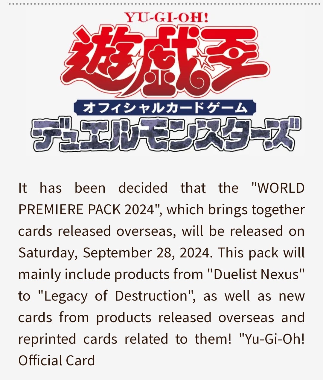 Yu-Gi-Oh World Premiere Pack 2022 update
