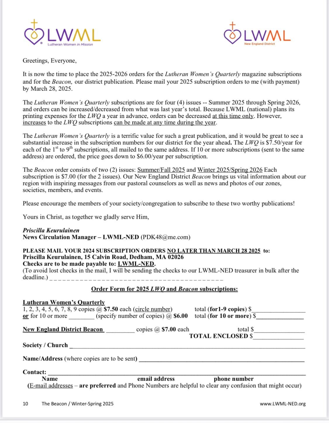 LWML - New England District... - LWML - New England District
