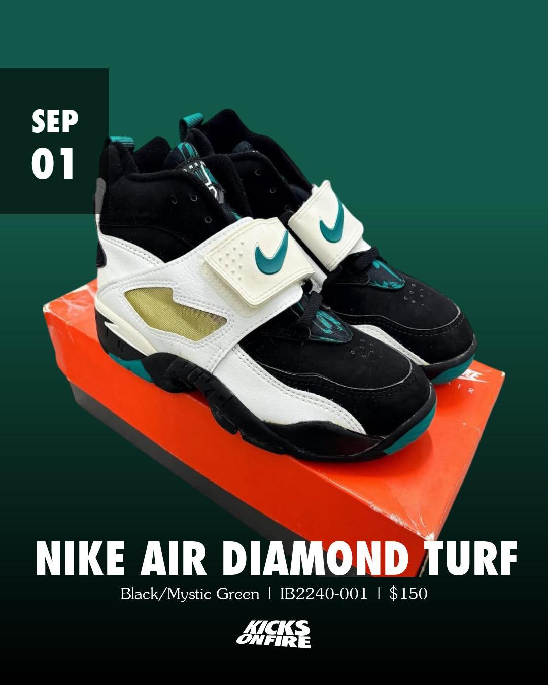 Nike Air Diamond Turf Emerald 𝗖𝗼𝗹𝗼𝗿𝘄𝗮𝘆: Black/Mystic Green