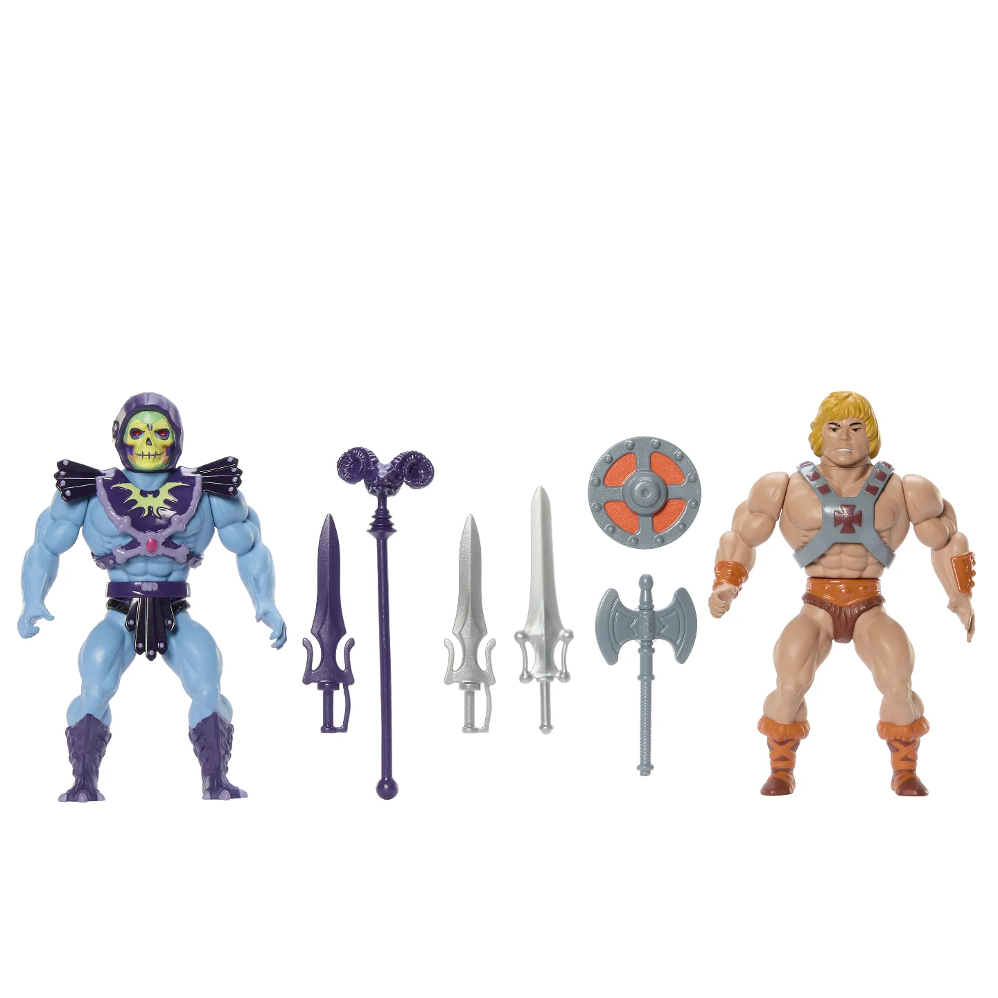 Masters of the Universe Origins Batalla por Eternia - Set de 4 estatuillas de 14 cm, con accesorios