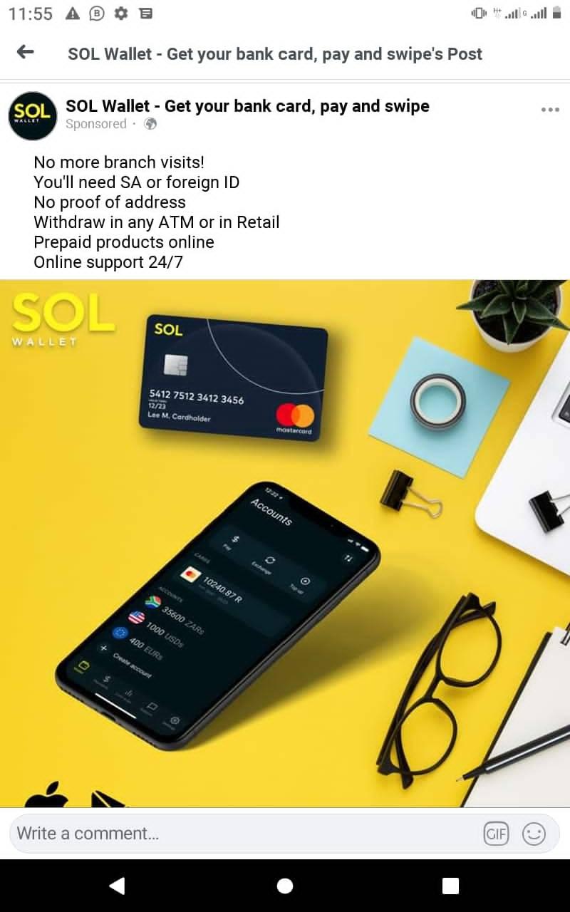 SOL mate bank account