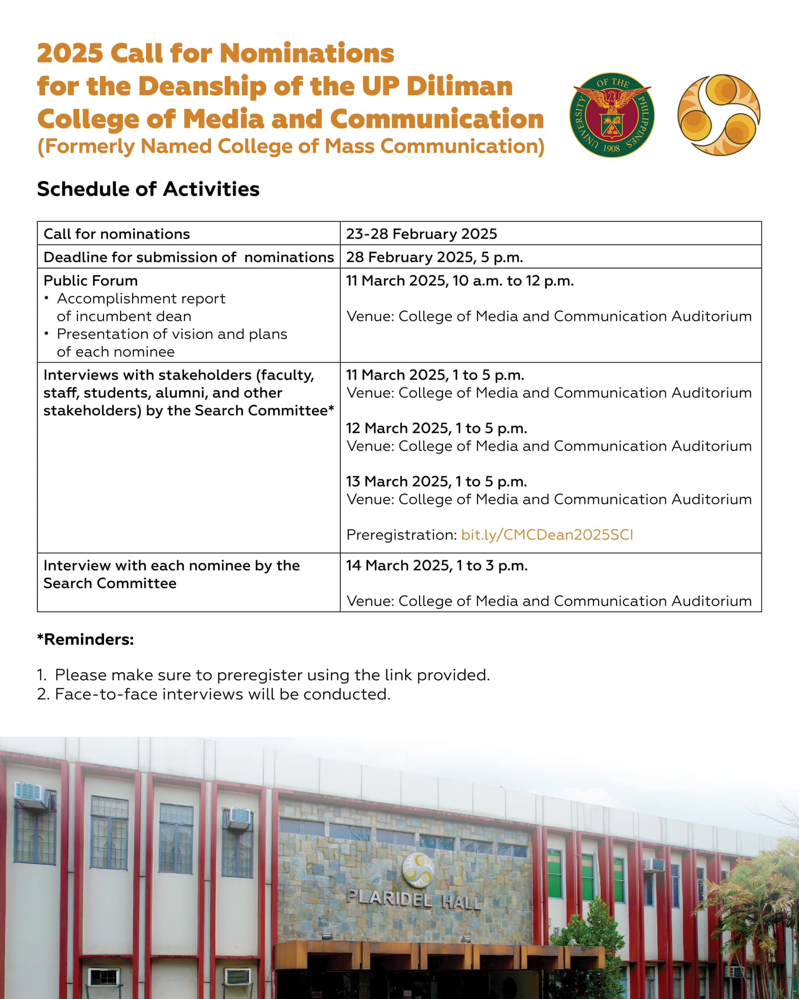 UP Diliman - The Search Committee for the Deanship of the... | Facebook