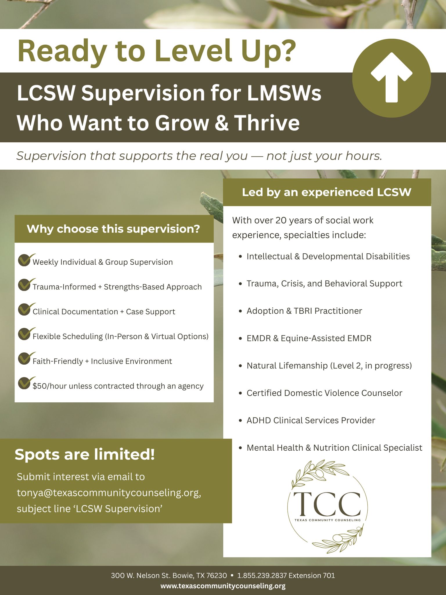 Texas - Attention LMSW Professionals: LCSW Supervision is Now Available ...
