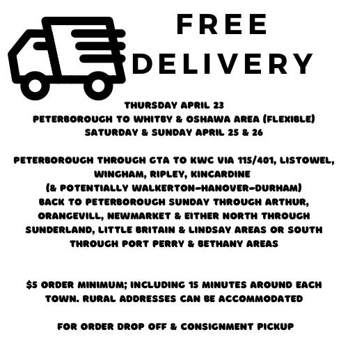 End of week delivery and pickup options available