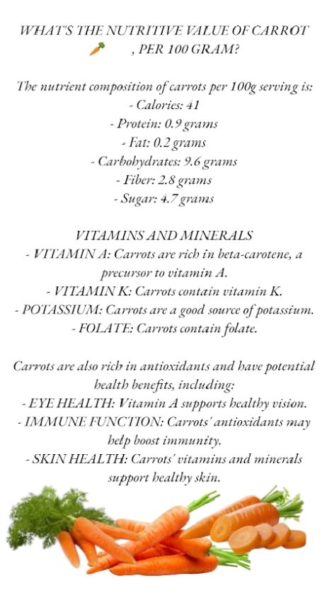 does carrot contain glutathione What's the nutritive value of carrots per 100 grams? Buy BPC-157 5mg | Quantity:75 GM nuBioAge