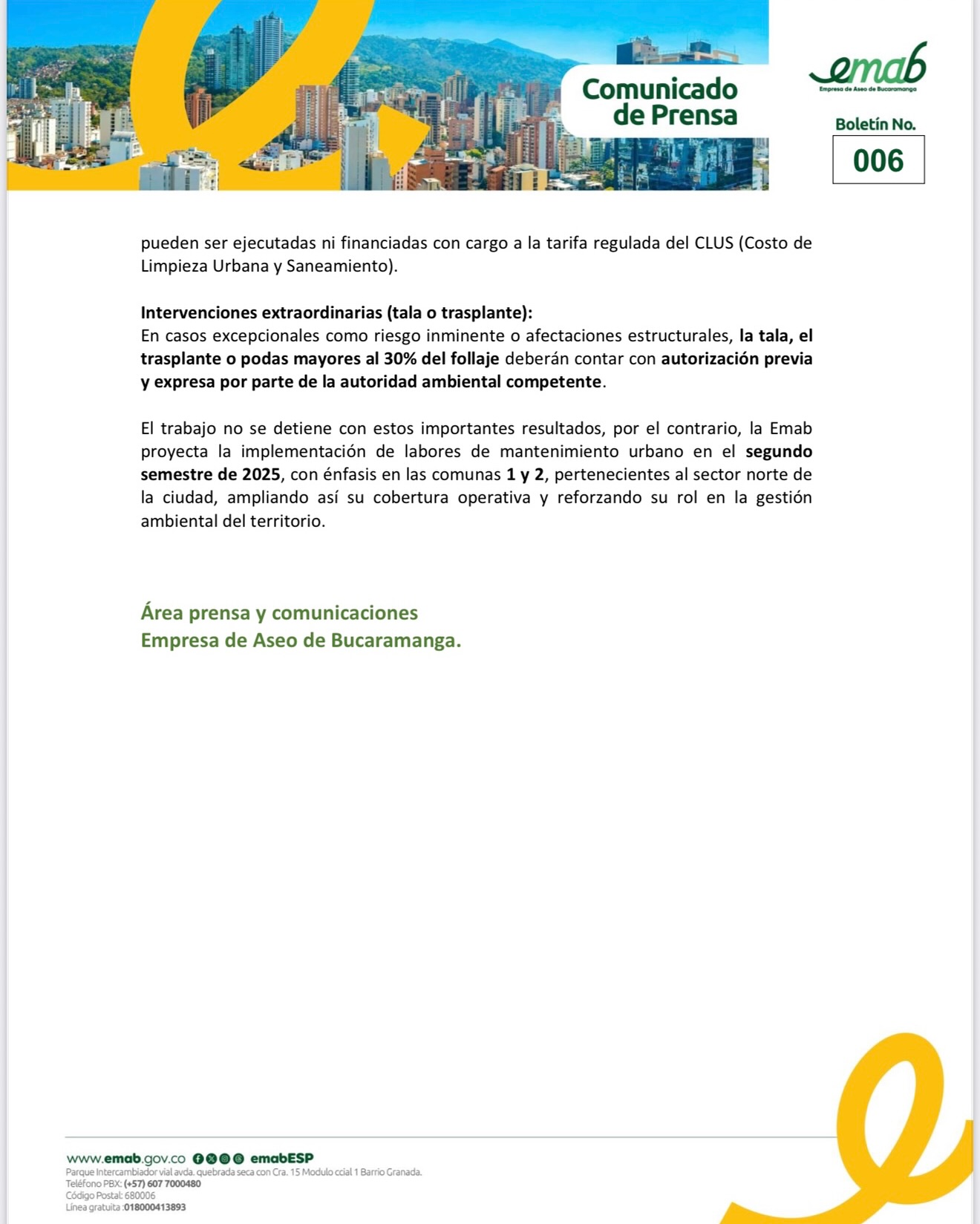 Empresa de Aseo de Bucaramanga EMAB | Bucaramanga
