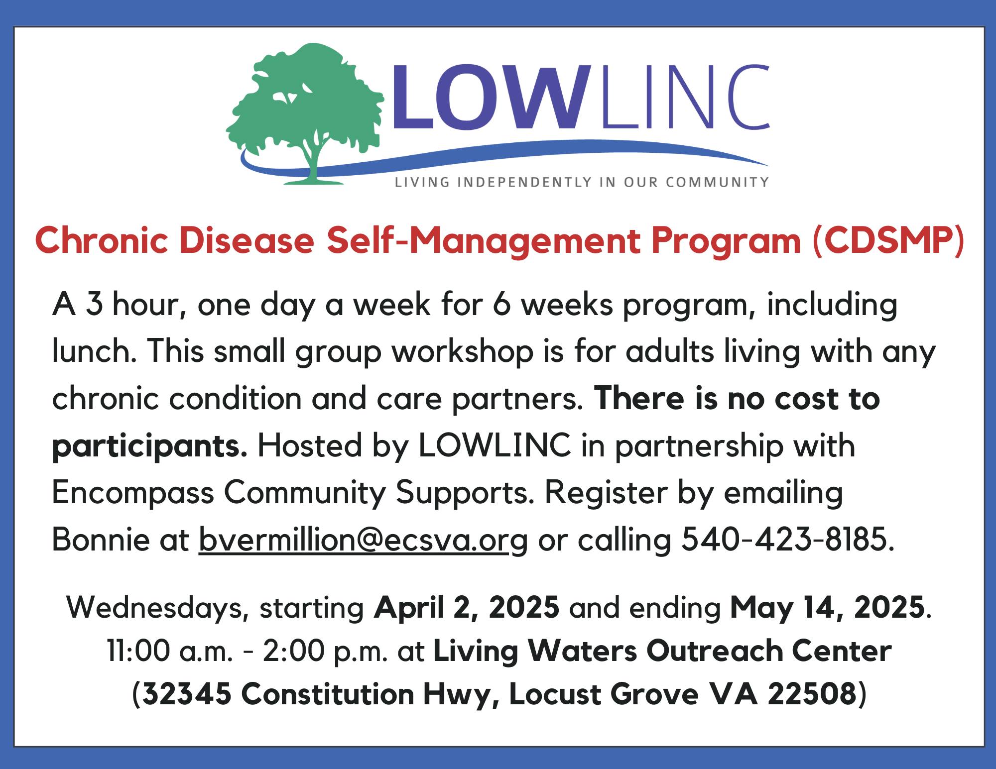 LOWLINC - Join LOWLINC for the Chronic Disease Self-Management Program ...