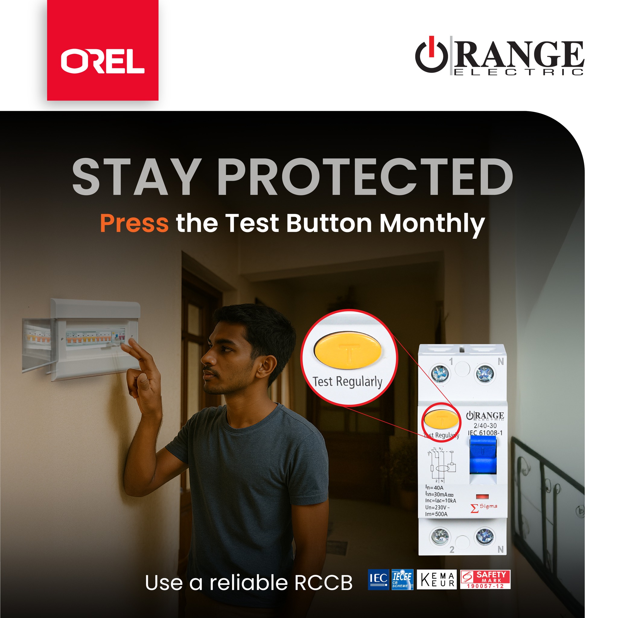 Orange - Install a reliable RCCB (Residual Current Circuit Breaker) at ...