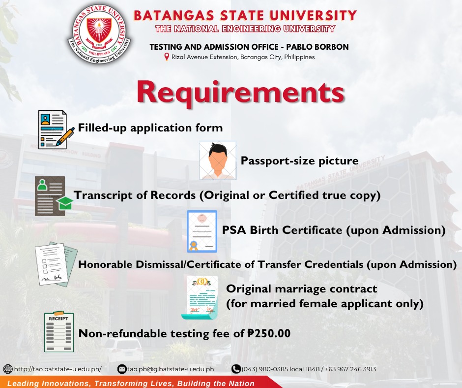 Pablo Borbon - Testing and Admission Office | Batangas City