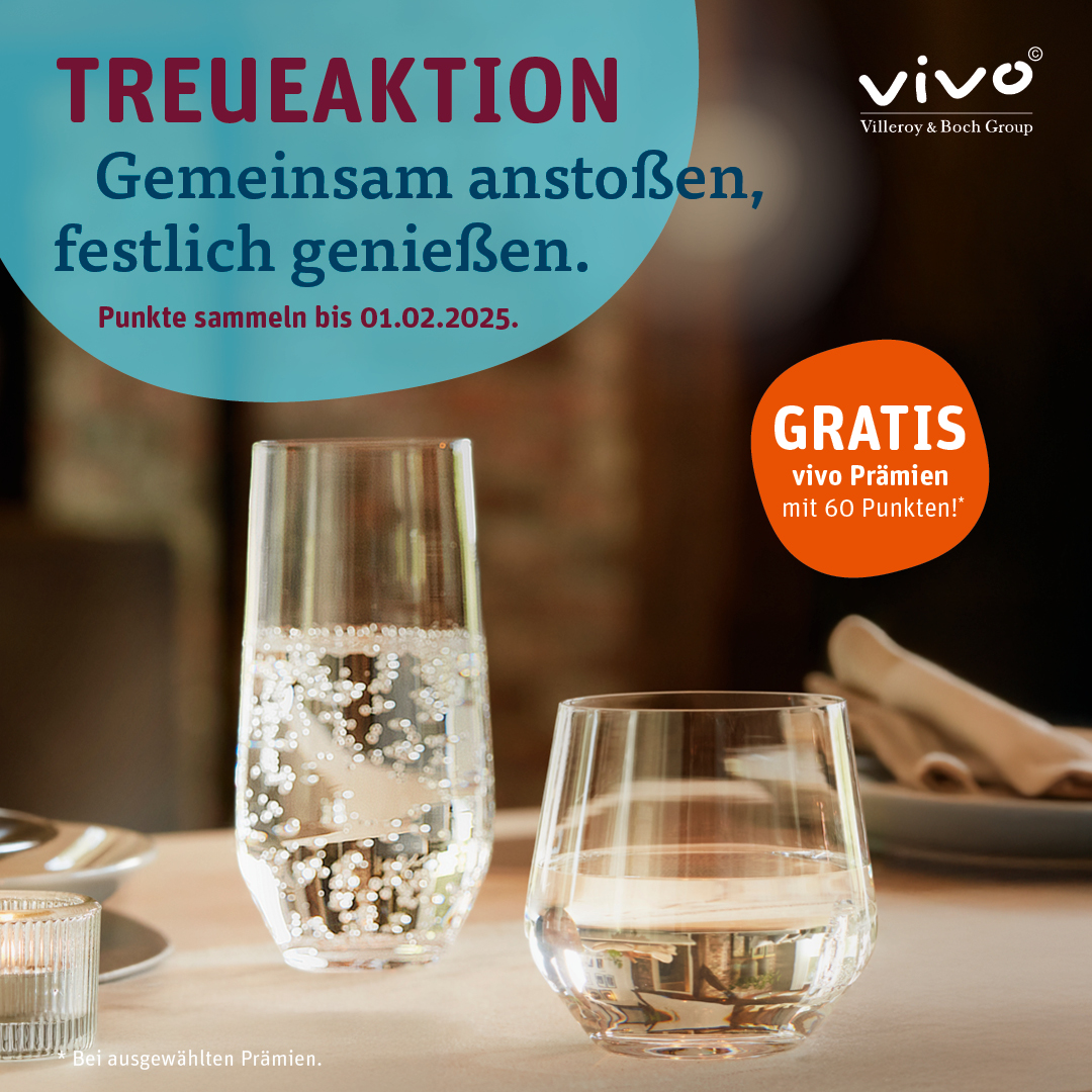 Endspurt – nur noch 2 Wochen Treuepunkte sammeln! 🧡​ Sichere dir eine exklusive vivo Glas-Kollektion zum unschlagbaren Treue-Preis! 🥃​ So einfach geht's:​ 1️⃣ Pro 5 € Einkaufswert* erhältst du einen