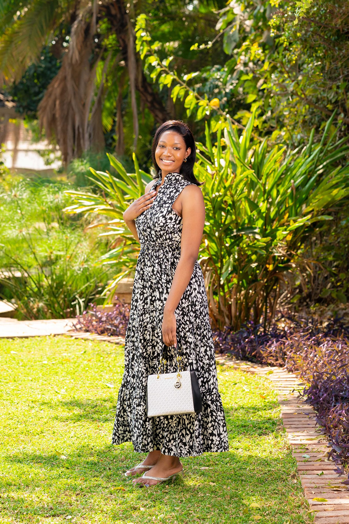london times black and white dress Gold Ribbons Sleeveless Maxi Dress