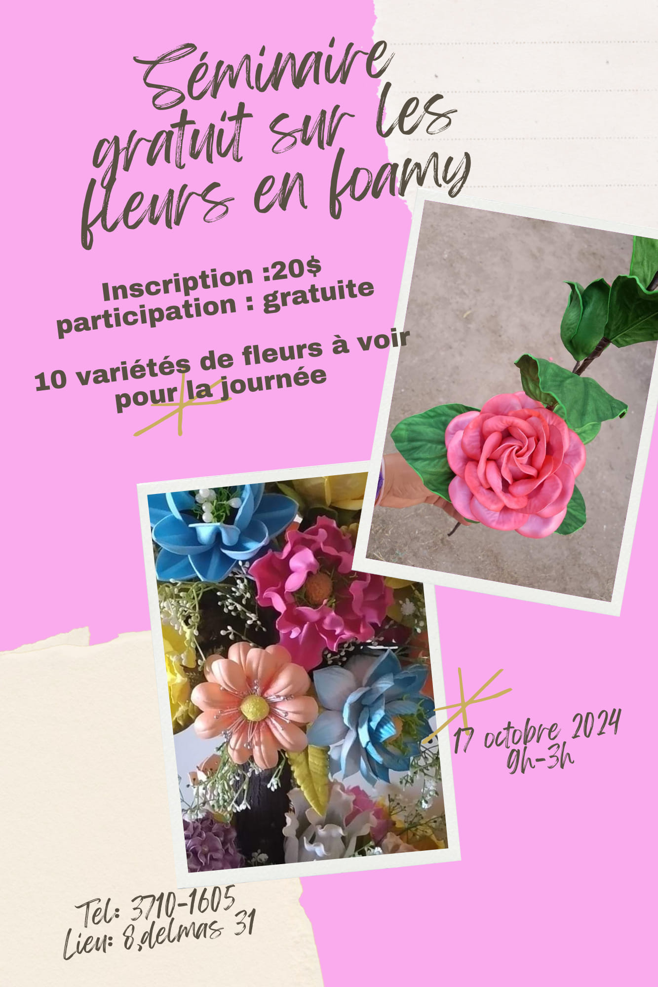 Formation gratuite sur les fleurs en foamy