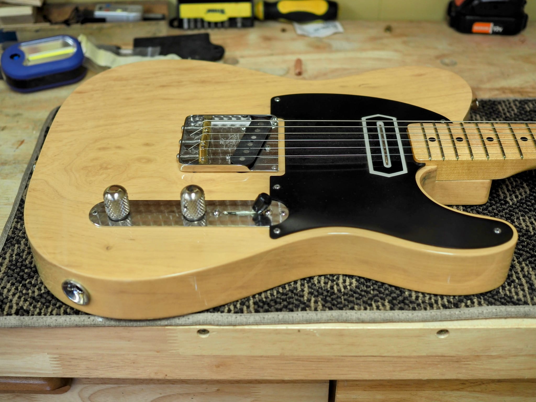 Momose custom telecaster guitar made from weeping cherry wood