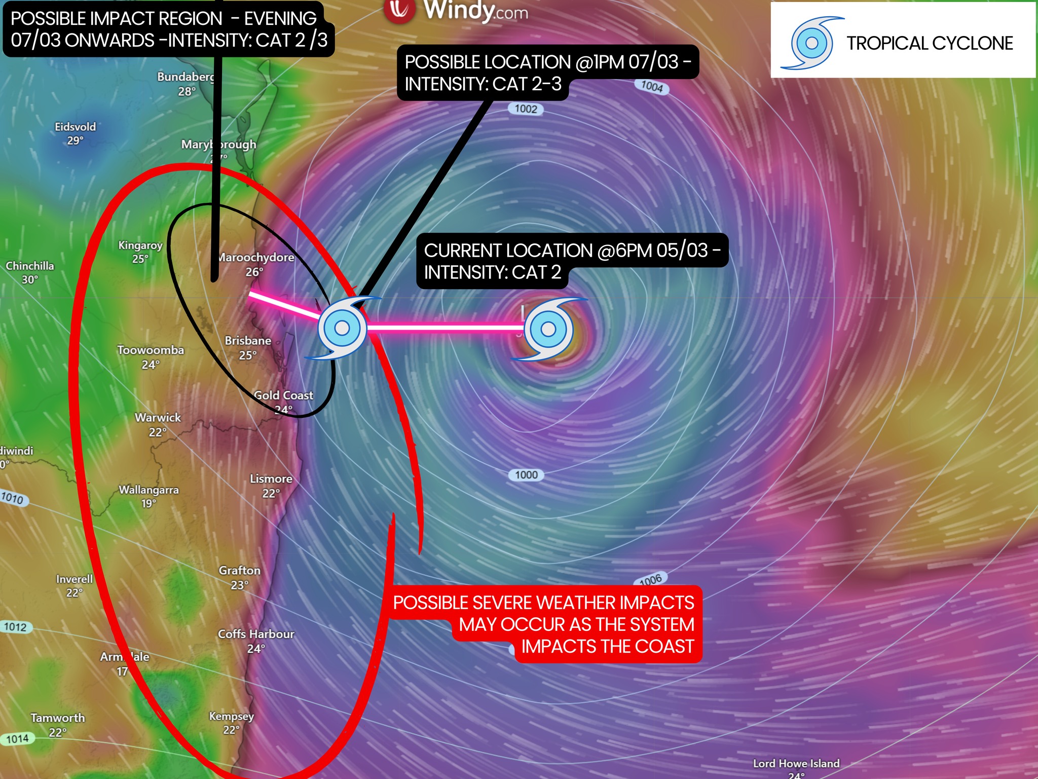 Tim's Severe Weather - 🔴Tropical Cyclone Alfred - QLD & NE NSW (WEATHER ...
