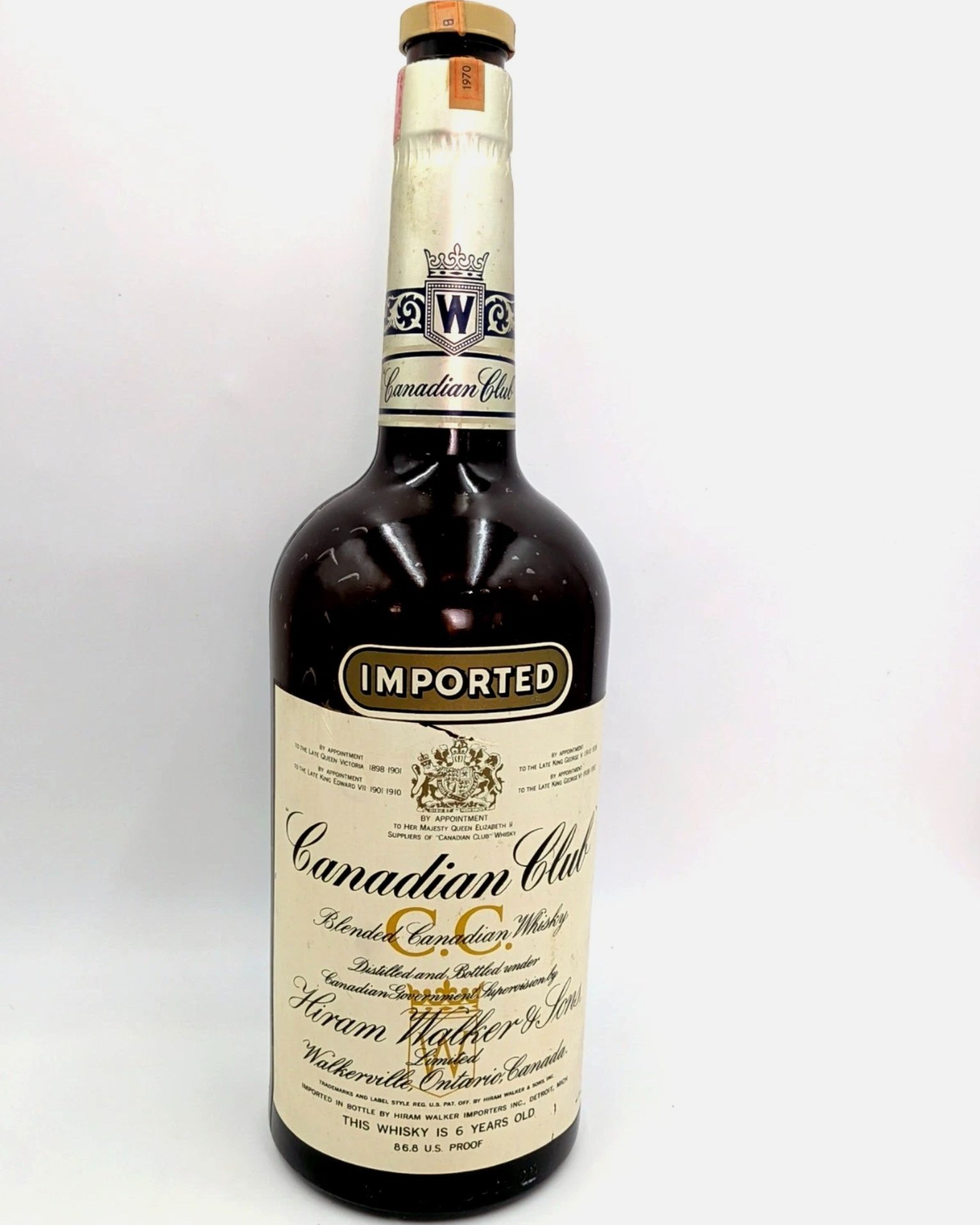 A 1970 bottle of Canadian Club Whisky