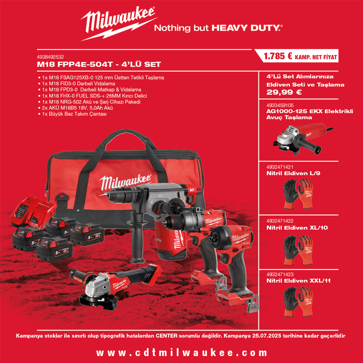 M18 FPP4E-504T - 4'LÜ SET / 1.785 € KAMP. NET FİYAT • 1x M18