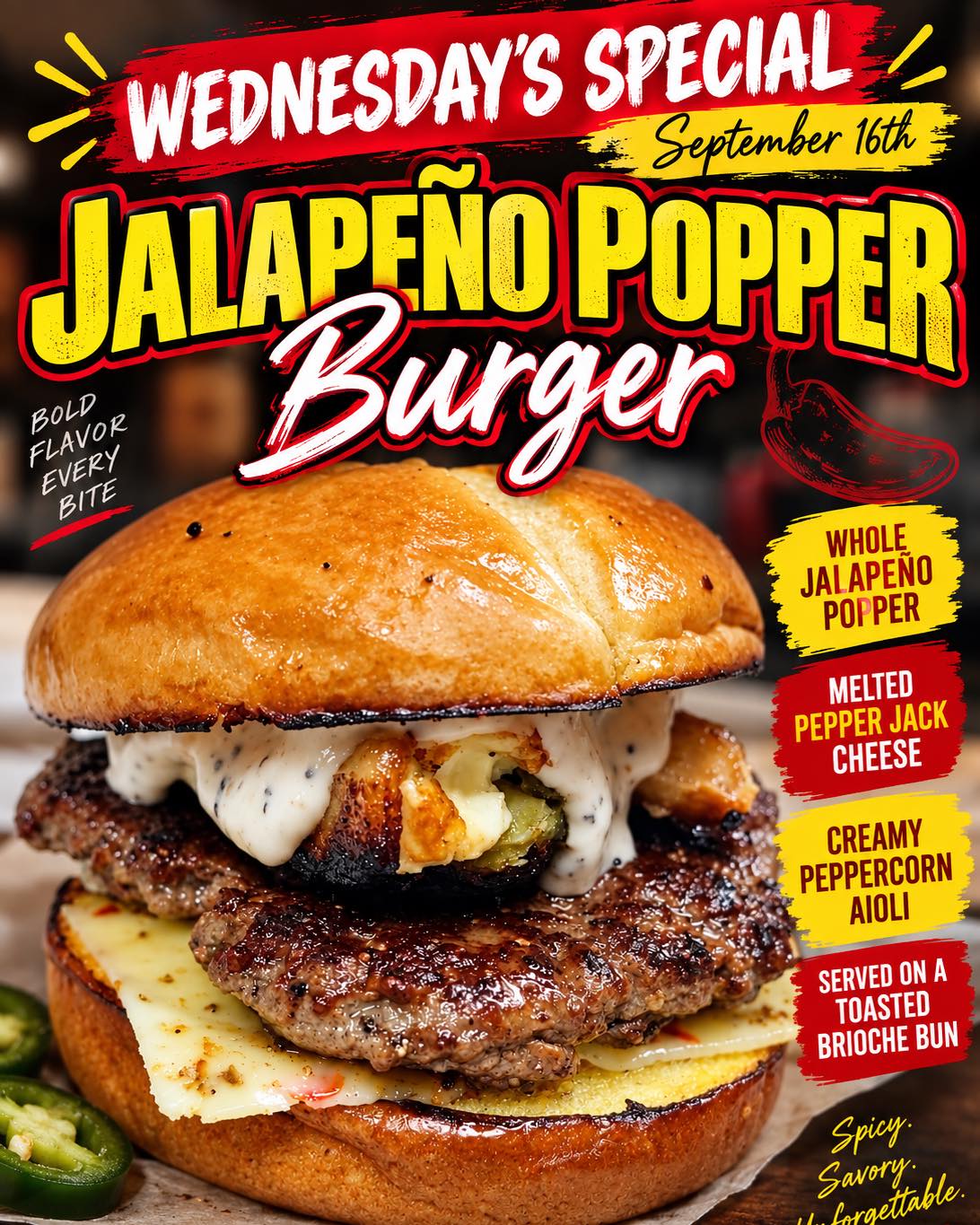 Pyle's Chicken Delite's Jalapeno Popper Burger special on