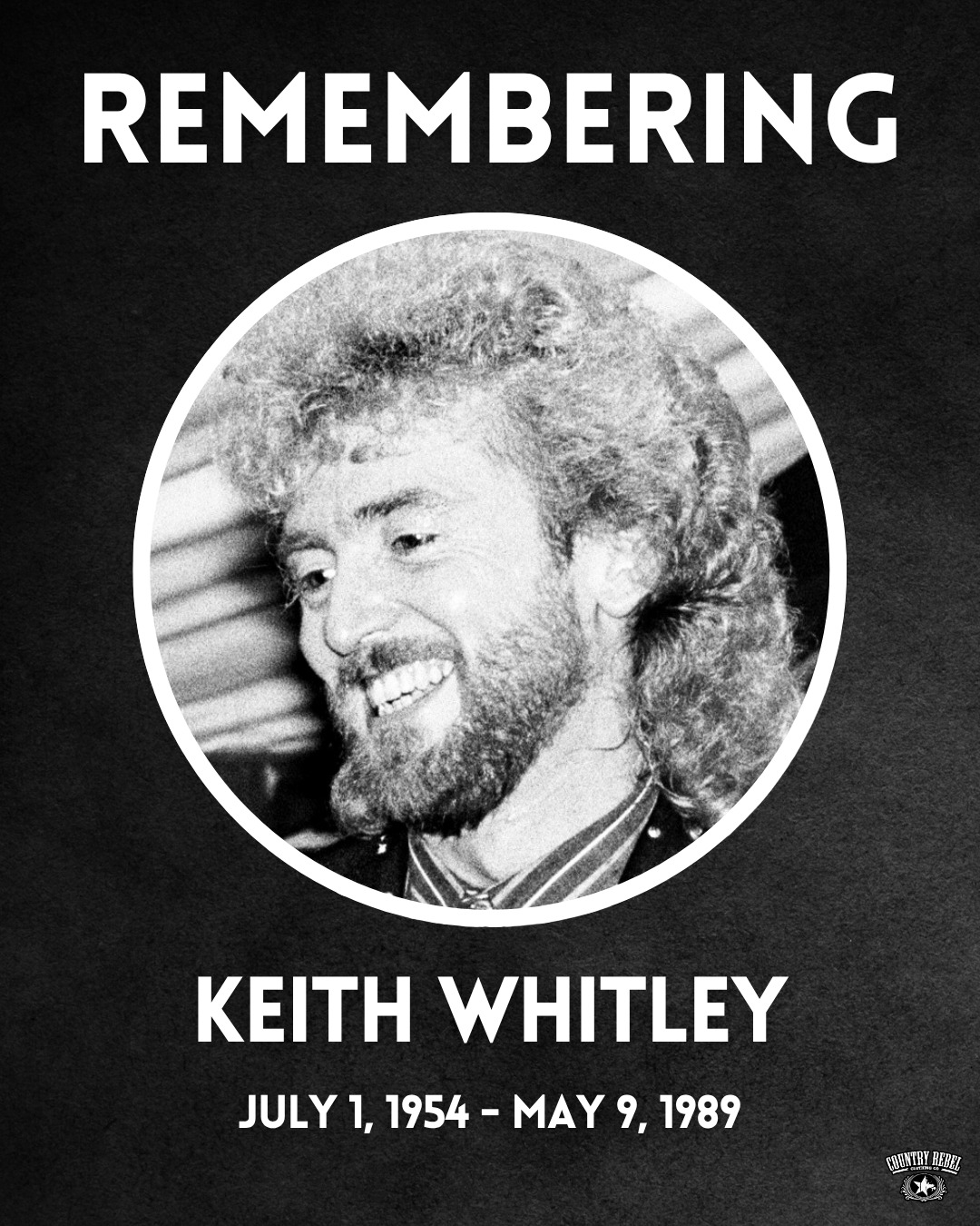 T-shirt Nera Keith Whitley 1954-1989, Maglia Classica Unisex Cotone, Taglie S-XXXL
