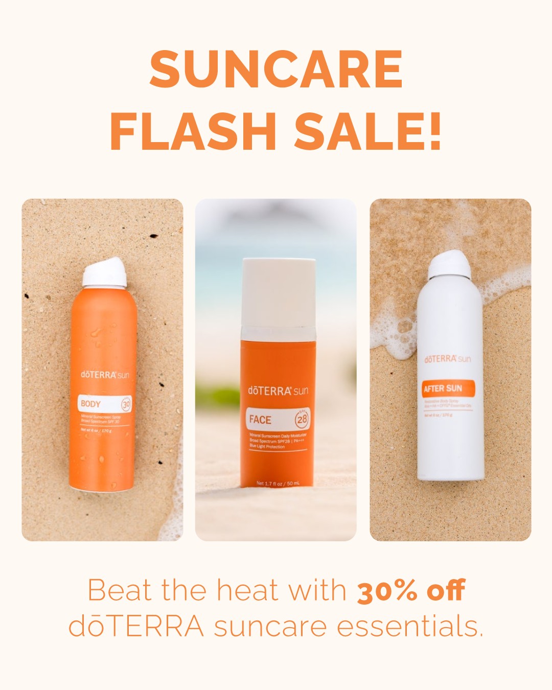 【限定品‼️】dōTERRA sun 日焼け止め SPF28・30 2点セット THE summer sale is here! Soak up the sun with 30% off doTERRA