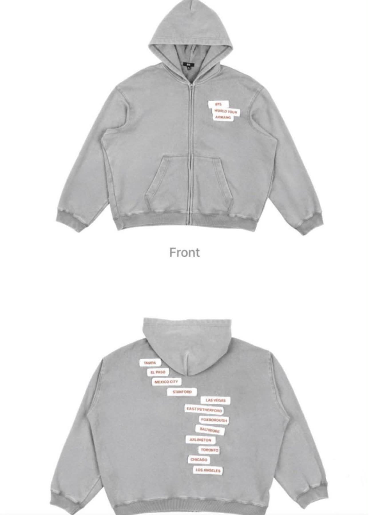 Wanted: BTS Arirang Light Grey North America Zip Hoodie in M, L