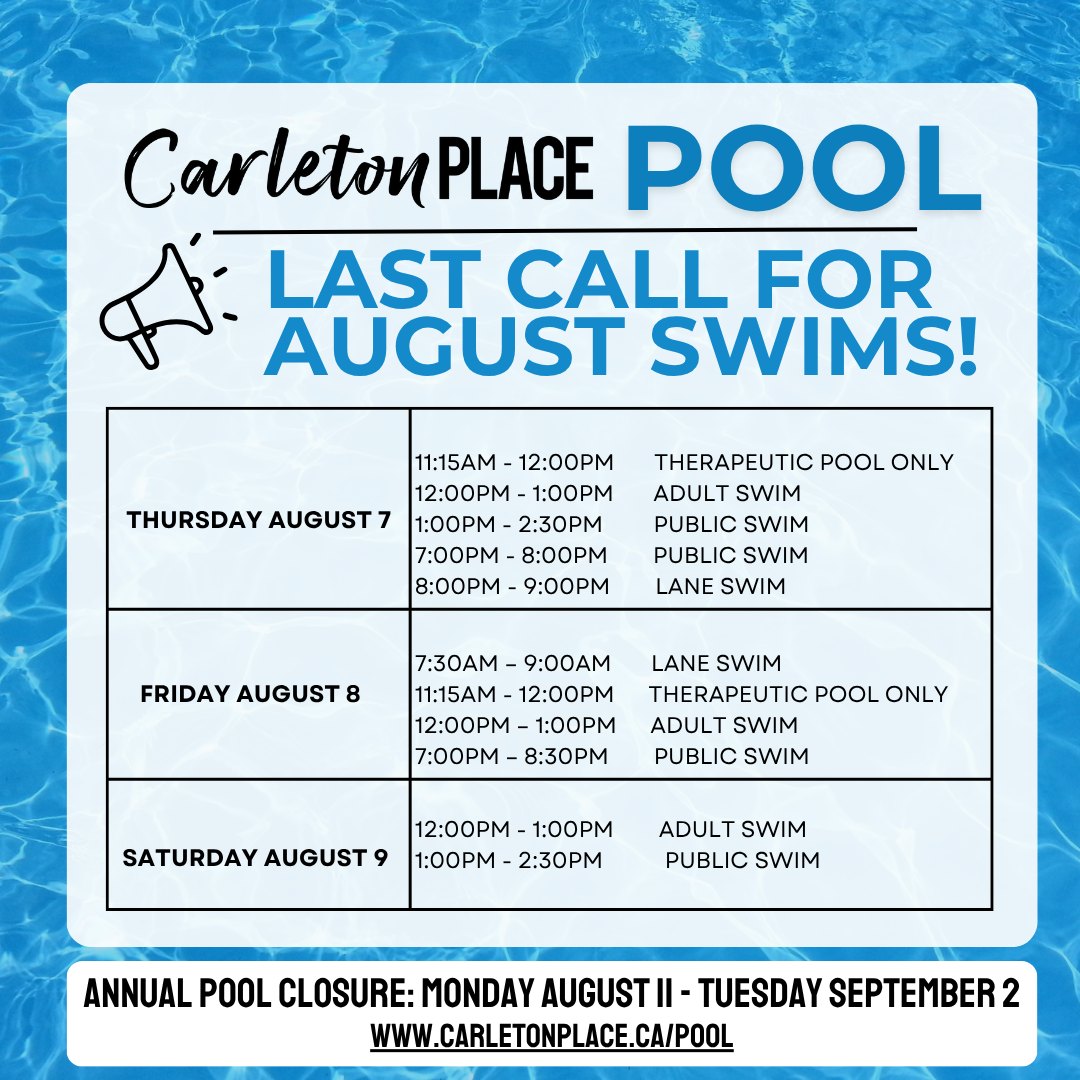 -August... - Carleton Place Recreation & Culture Department | Facebook