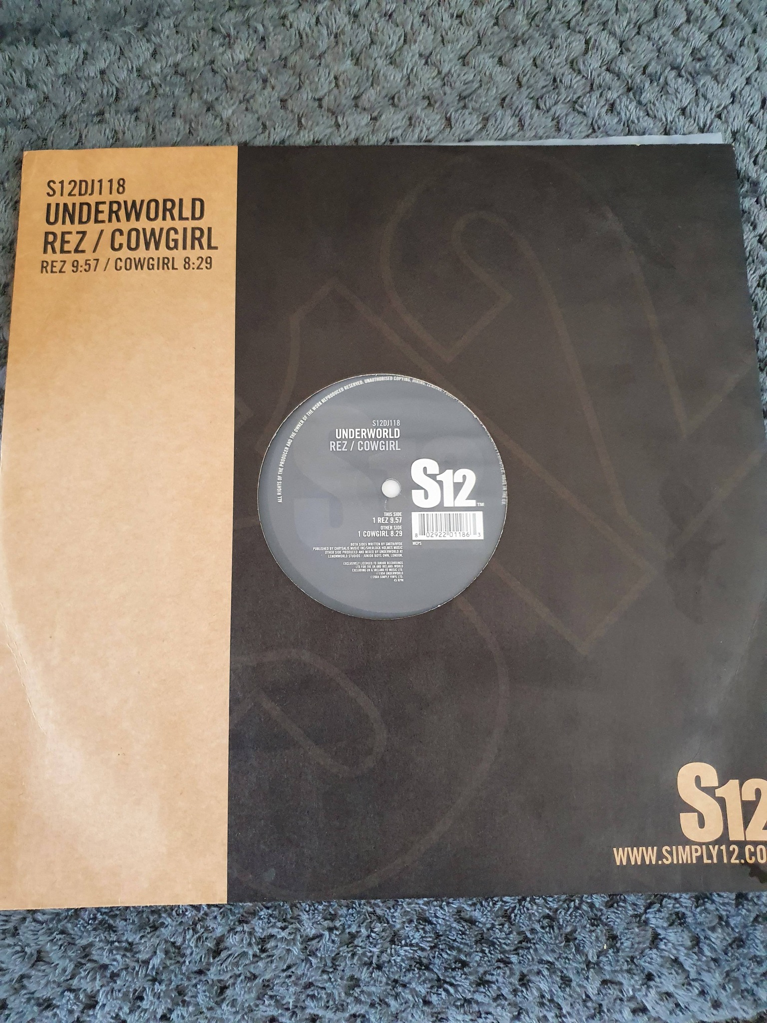 Underworld's 'Rez / Cowgirl' vinyl record details