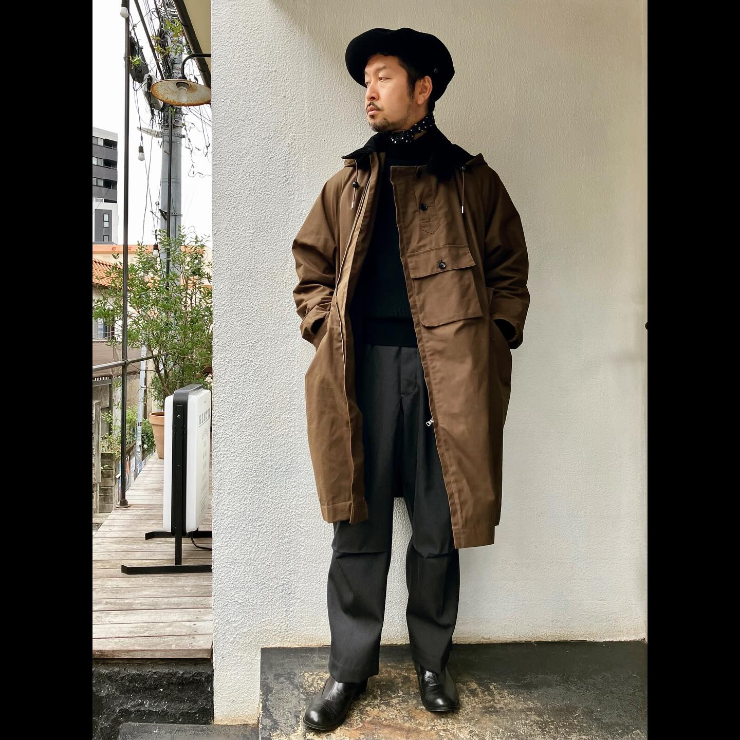 _ HAVERSACK Oil cloth raglan coat Cotton 100% Fabric Made in 