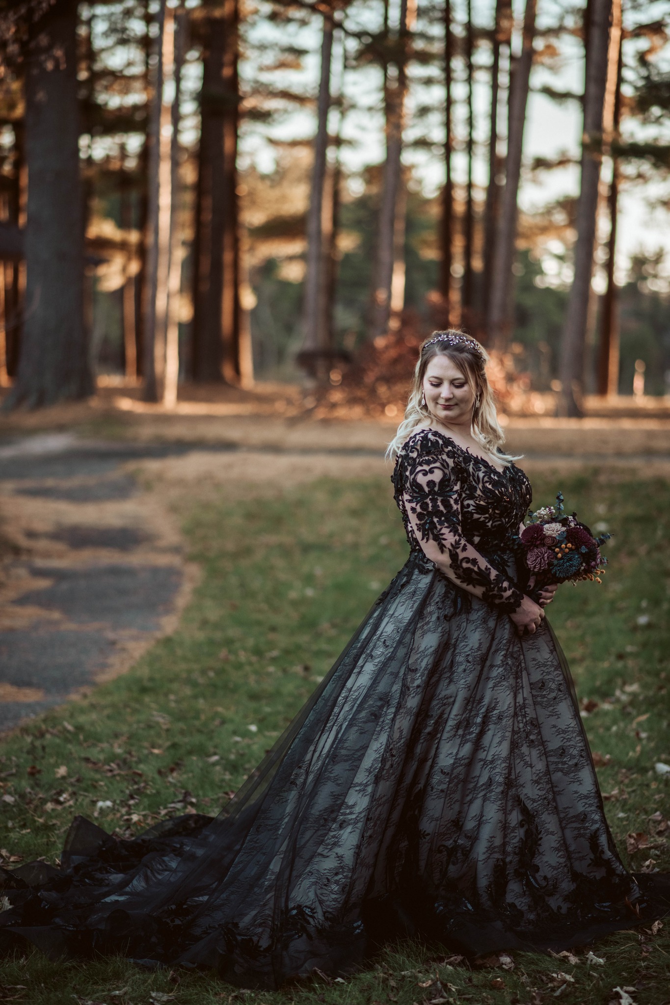 Choosing a black wedding dress for elopement or destination weddings