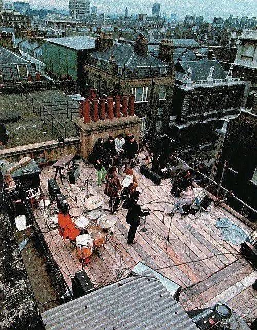 The Beatles with Billy Preston, played their lunchtime rooftop gig