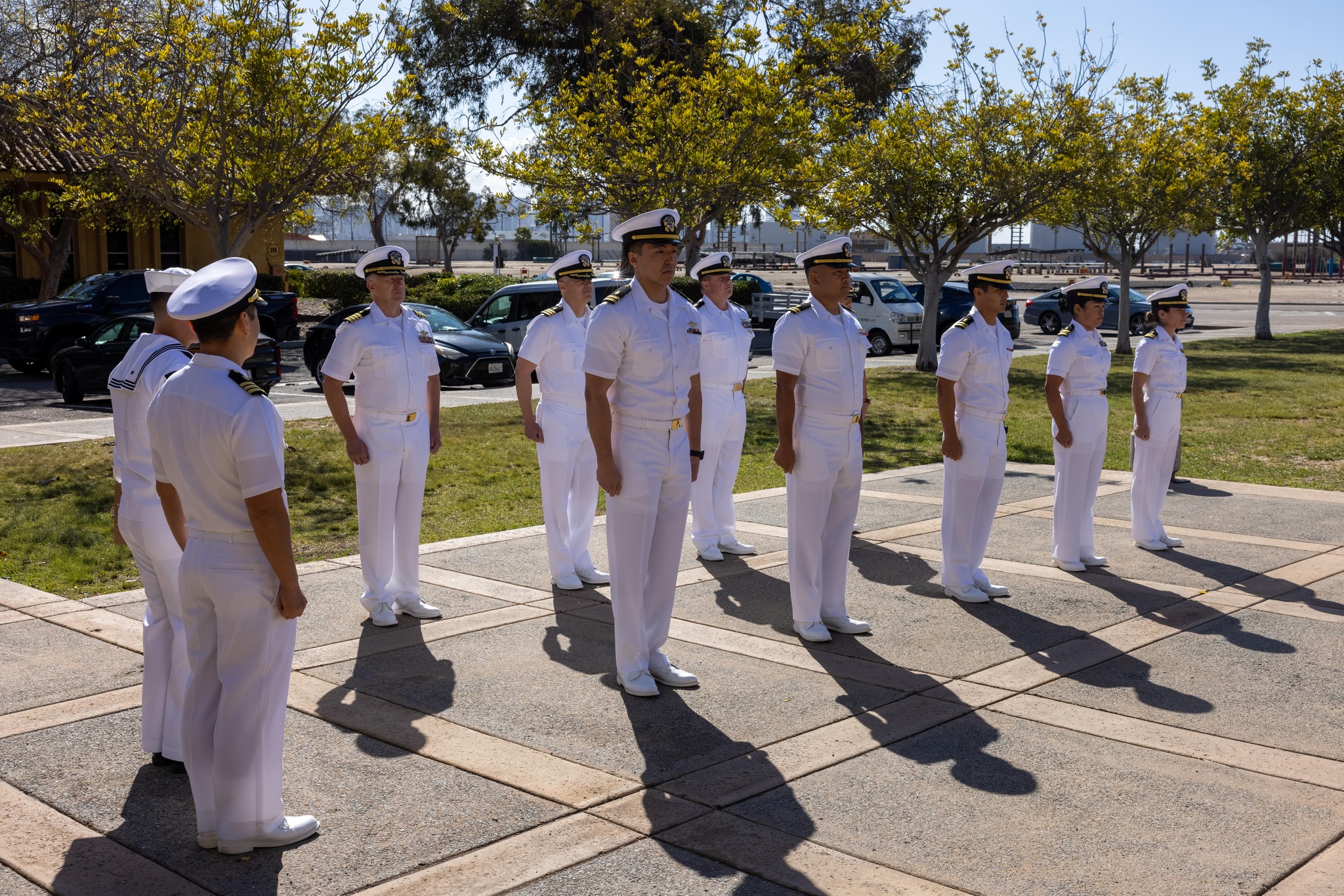 U.S. Navy sailors Dress White Uniform Inspections U.S. Navy sailors with Marine Corps Recruit Depot San Diego Dental Clinic, perform dress white uniform inspections at MCRD San Diego, California, March 7, 2025