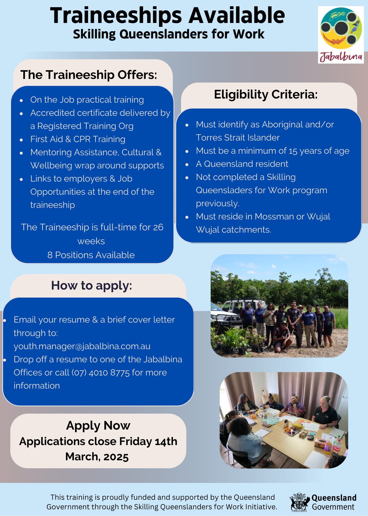 Jabalbina - Exciting News! We currently have 8 Traineeship positions ...