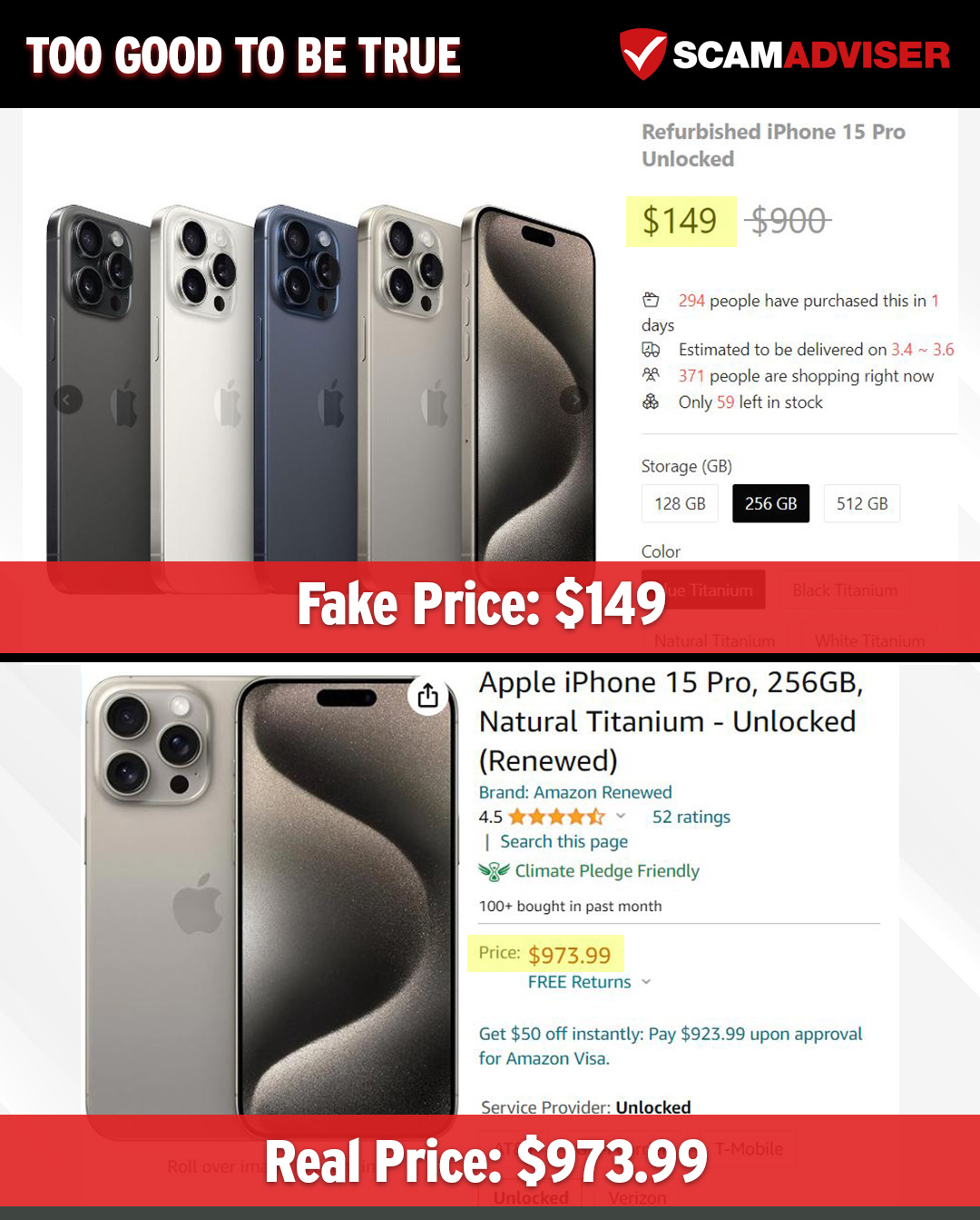 ScamAdviser.com - ** TOO GOOD TO BE TRUE ** Refurbished/renewed iPhones ...